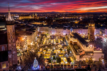 Christmas time on the Main Square in Cracow, Poland