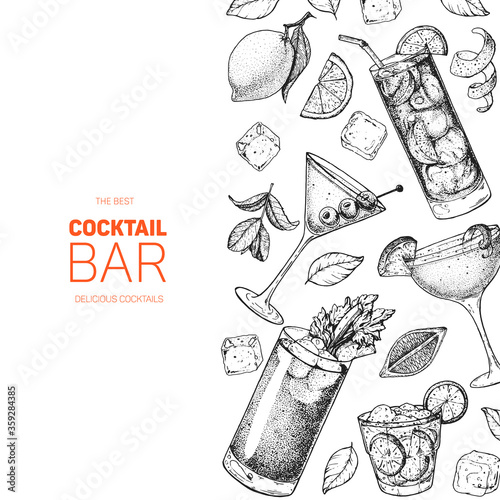 Fotografía Cocktails hand drawn vector illustration