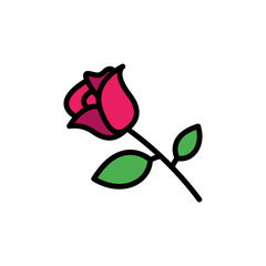 Poster - Rose flower icon. Simple color with outline vector elements of botanicals icons for ui and ux, website or mobile application
