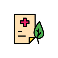 Poster - Prescribe paper leaf icon. Simple color with outline vector elements of healing plant icons for ui and ux, website or mobile application