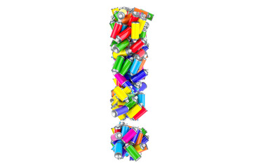 Poster - Exclamation mark from colored spray paint cans, 3D rendering