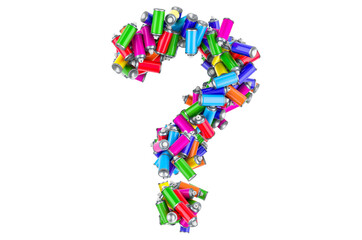 Poster - Question mark from colored spray paint cans, 3D rendering