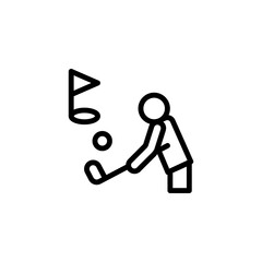 Poster - Golf player, flag concept line icon. Simple element illustration. Golf player, flag concept outline symbol design from golf set. Can be used for web and mobile