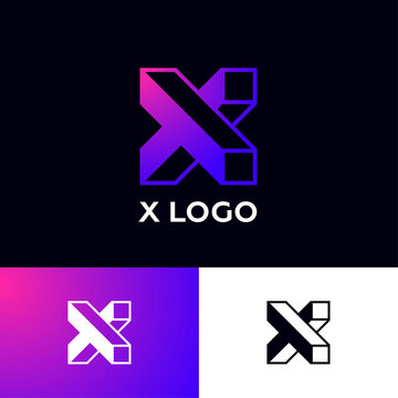 X letter/ X monogram. Building or construction logo. Emblem of a construction company. Crossed Building elements like X letters.