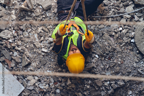 Work safety saves your life. Construction worker falls