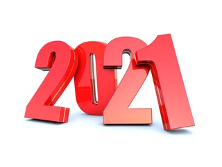 Wall Mural - happy new year 2021 red calendar background series 3d render