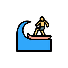 Poster - Surfboard, surfer, ocean icon. Simple color with outline vector elements of saving marine icons for ui and ux, website or mobile application