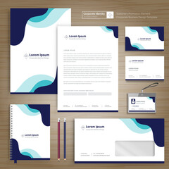 Fototapete - Corporate Business Identity template design stationery Vector abstract  background with memo Gift Items Color promotional souvenirs elements
