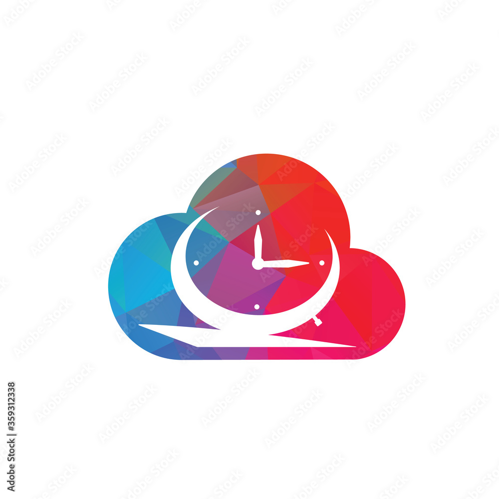 Cloud time clock logo design template. Table alarm clock vector design ...