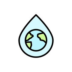 Poster - Earth, drop icon. Simple color with outline vector elements of mother earth day icons for ui and ux, website or mobile application