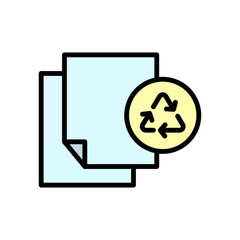 Poster - Recycling sign, paper icon. Simple color with outline vector elements of mother earth day icons for ui and ux, website or mobile application