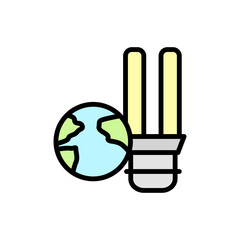 Poster - Earth, light bulb icon. Simple color with outline vector elements of mother earth day icons for ui and ux, website or mobile application