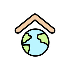 Poster - Earth, roof icon. Simple color with outline vector elements of mother earth day icons for ui and ux, website or mobile application
