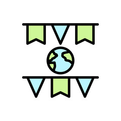 Poster - Earth, garland icon. Simple color with outline vector elements of mother earth day icons for ui and ux, website or mobile application
