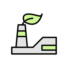 Poster - Factory, leaf icon. Simple color with outline vector elements of mother earth day icons for ui and ux, website or mobile application