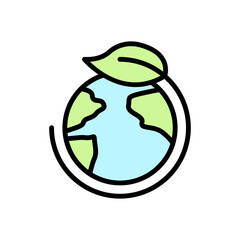 Poster - Earth, leaf icon. Simple color with outline vector elements of mother earth day icons for ui and ux, website or mobile application