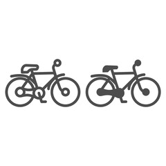 Poster - Bike line and solid icon, transportation concept, mountain bicycle silhouette sign on white background, bicycle icon in outline style for mobile concept and web design. Vector graphics.