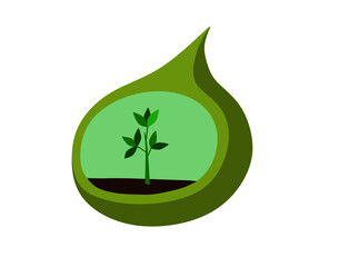 modern greenhouse with a seedling inside, logo, there is no planet b, drop format, vector illustration