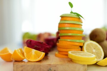 Group of fresh fruits,Different kinds of fresh and ripe fruits and vegetables .Colorful fruits and vegetables.fresh fruits on white background.