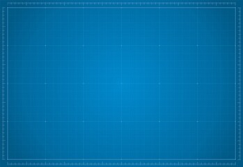 blueprint paper. blank blue sheet of paper with grid. vector blueprint background template for engin