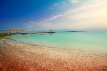 Fototapete - Seascape. The shore of the Dead Sea. Beach in the morning. Summer