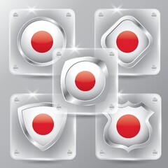 Sticker - set of japan flag icons