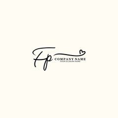 Wall Mural - FP initials signature logo. Handwriting logo vector templates. Hand drawn Calligraphy lettering Vector illustration.