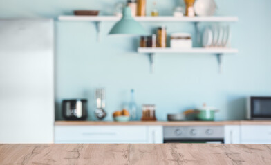 Empty table in modern kitchen