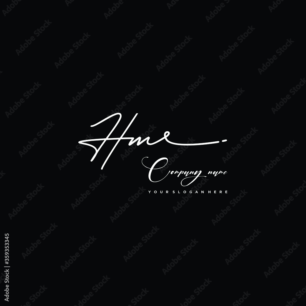 HM initials signature logo. Handwriting logo vector templates. Hand drawn Calligraphy lettering Vector illustration.