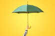 canvas print picture - Hand with stylish umbrella on color background