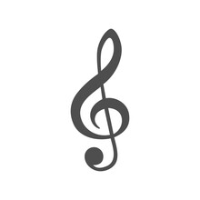 Music Treble Clef Icon Vector Illustration, Isolated On White Background. Single Note Sign