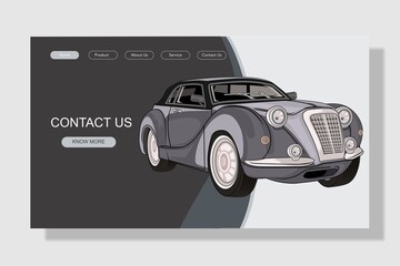 modern flat style car landing page illustration