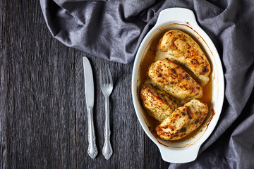 Canvas Print - oven baked juicy and spicy chicken breasts