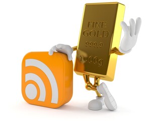 Poster - Gold ingot character with RSS icon