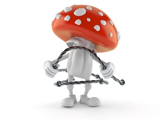 Sticker - Toadstool character holding barbed wire