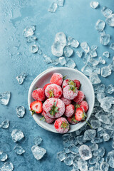 Canvas Print - Frozen strawberry with crystals of ice