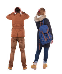 Poster - Back view of couple in winter jacket.