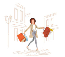 Illustration Material: Women Shopping