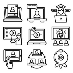 Poster - webinar icons set. outline set of webinar vector icons for web design isolated on white background