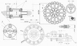 Fototapeta  - Mechanical Engineering drawing. Engineering Drawing Background. Vector Illustration.