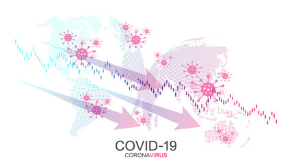 Poster - The impact of coronavirus on the stock exchange and the global economy. Financial crisis concept. Economic Crisis. Forex stock market exchange background. Vector illustration