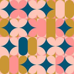 Aufkleber - Modern vector abstract seamless geometric pattern with semicircles, circles and squares in retro scandinavian style. Illustration with geometric figures. Design background for invitation,