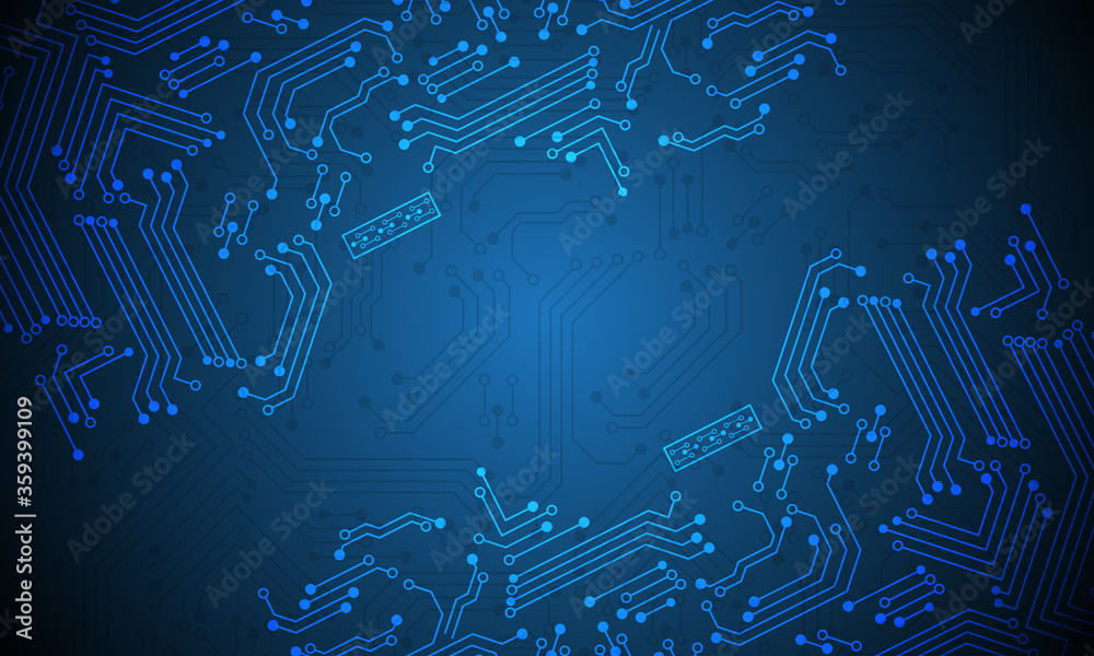 Abstract technology blue circuit mainboard computer futuristic background vector illustration. - obrazy, fototapety, plakaty 