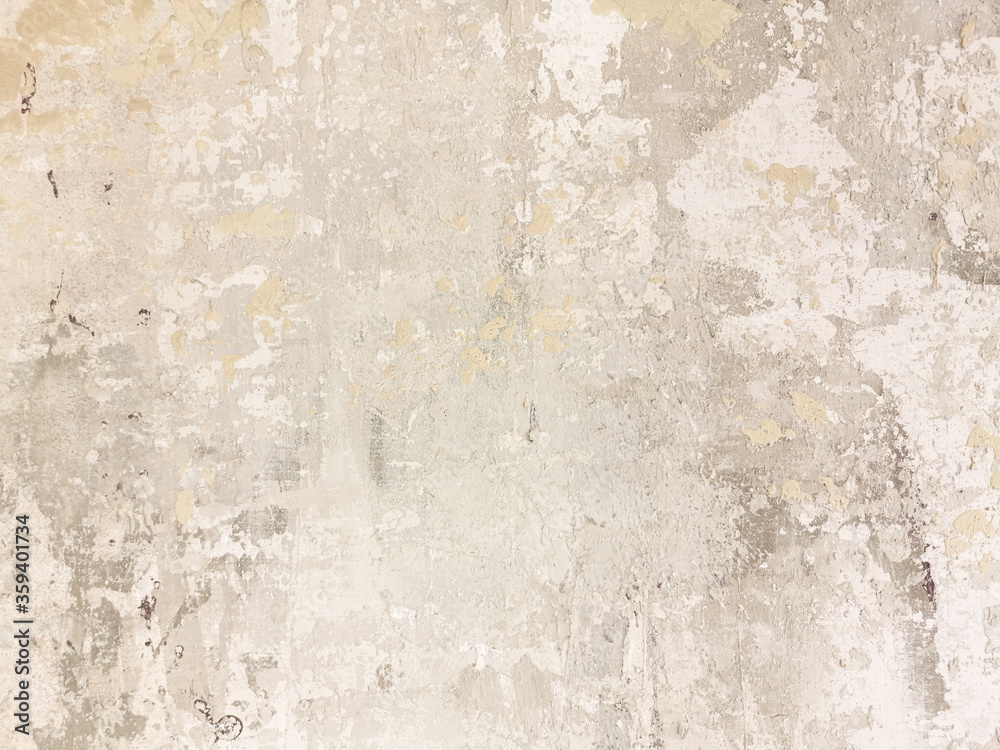 Beige low contrast scratched smooth decorative plaster concrete textured background. Abstract soft neutral antique artistic backdrop texture to your concept or product - obrazy, fototapety, plakaty 