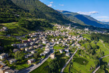 Fototapeta Miasto - Valtellina (IT) - vineyards and terraces in the Poggiridenti area on the panoramic wine route