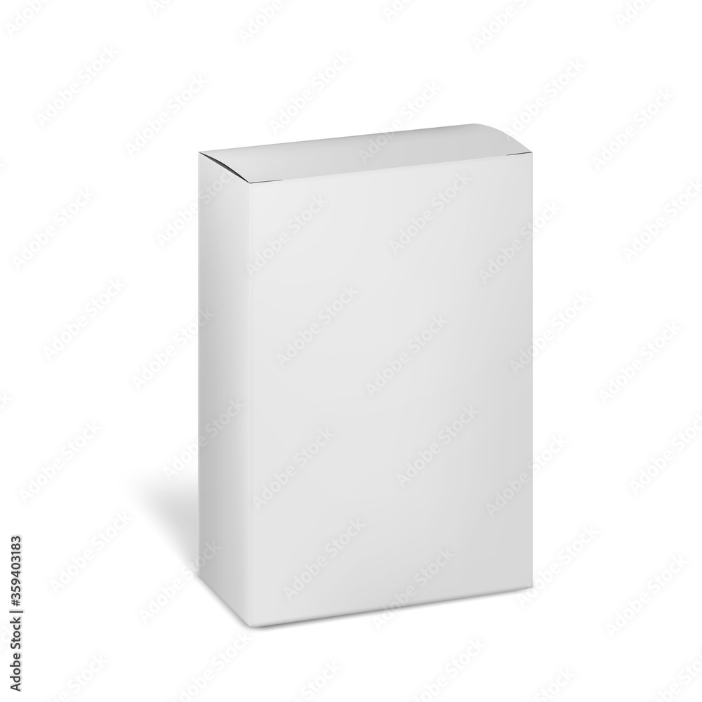 Blank paperboard box isolated on white background, vector mockup ...