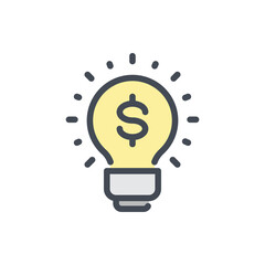 Poster - Financial Idea color line icon. Light Bulb with Dollar vector outline colorful sign.