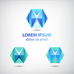 Wall Mural - set of vector crystal abstract geometric polygon logos