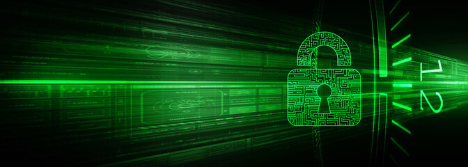 Poster - 2d illustration Safety concept: Closed Padlock on digital background