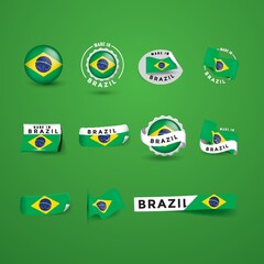 Sticker - set of brazil flag labels stickers and banners